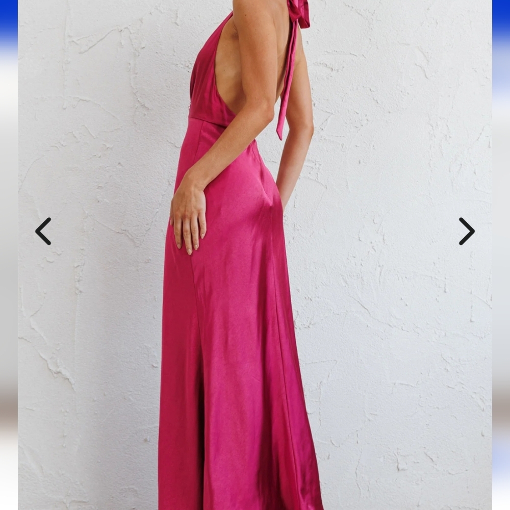 Saints & Secrets Oasis Diamante Halterneck Maxi Dress Fuchsia - Picture 4 of 12